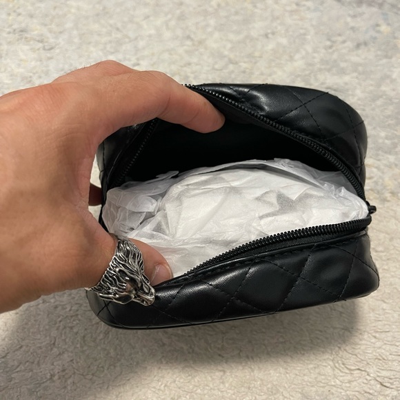 Brand New Faux Leather Quilted Coin Case/Make -Up Case In Black 6” X 4” X 2.5” - Picture 3 of 9